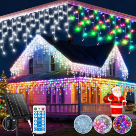 RJEDL 2500mAh Solaire Guirlande Lumineuse Extérieure,25+5M 800LED 3 In 1 Guirlande LED étanche Noel Extérieur, Avec 8 Modes & Ti
