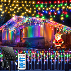 Guirlande lumineuse solaire - 30 m - 660 LED - Étanche IP65 - Avec 8 modes et minuterie et mémoire - Éclairage de Noël extérieur