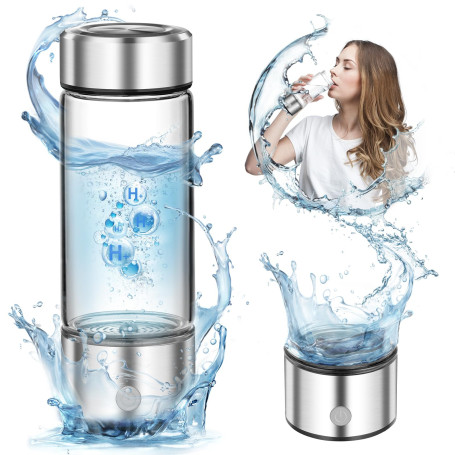 PQETBV Bouteille d'Hydrogène de 420 ml, Bouteille à Eau Hydrogène, Générateur d'Eau Hydrogène Portable, USB Bouteille d'eau Sans
