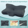 Silkena Oreiller Cervical pour Dormir,Oreiller en Mousse Mémoire Respirant,Adapté pour Ceux Qui Dorment sur Le Côté,sur Le Dos o