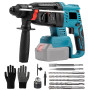 Professional 18V System Perforateur Sans-fil, Marteau Perforateur sans Fil avec 10 Forets et Poignée Antichoc pour Béton, Métal,