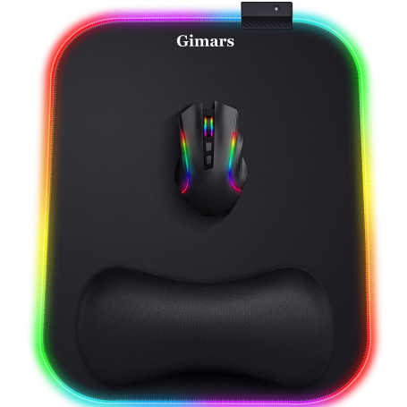 Gimars Tapis de Souris, RGB Tapis de Souris Gaming Ergonomique avec 10 LED Modes de Lumière, 305x254mm XL Mouse Pad Repose Poign