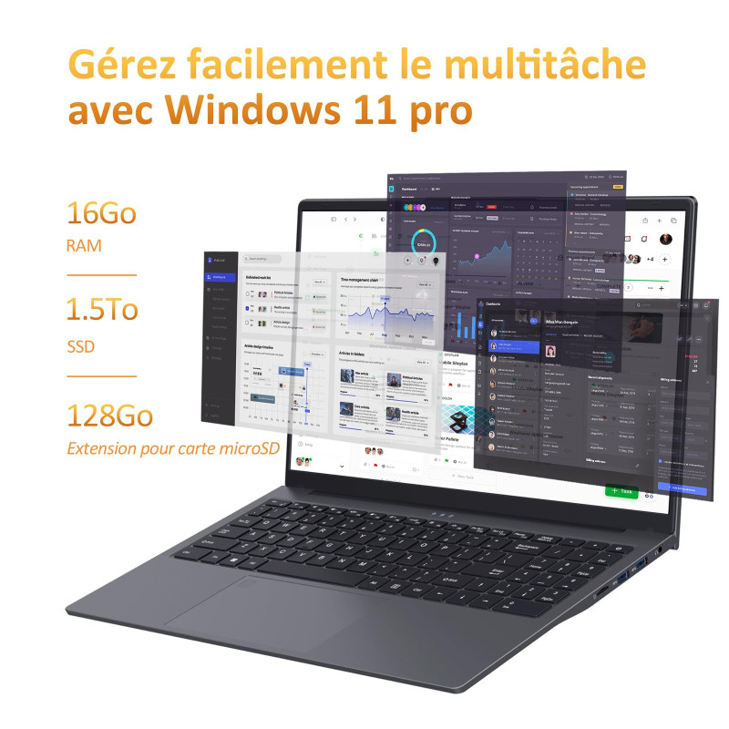 PC Portable 15,6 Pouces Full HD – Ryzen 5 3500U, 16 Go RAM, SSD 512 Go, Fin Et Léger Pour études Et Bureau