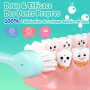 Seago recharge brosse a dent electrique enfant, brosse a dent bebe avec lumière LED 8 têtes, 60 jours d'utilisation, minuteur et