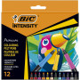 BIC Intensity - Feutre de Coloriage Pointe Conique Fine pour un Tracé Précis ou Large avec Corps Noir Mat - Couleurs Assorties, 