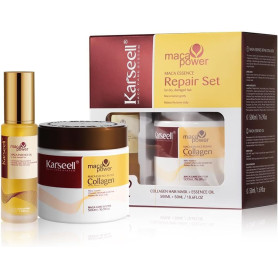 Karseell Collagen Masque Cheveux et Huile Cheveux, Maca Essence Set de Réparation pour Cheveux Secs et AbiméS Tous Types de Chev
