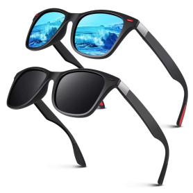 LINVO Lunettes de Soleil Homme Polarisées Vintage TR90 Mode Classiques Ultraléger Carrées 100% Protection UV400 Lunettes de Sole
