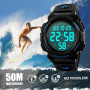UEOTO Montre Sport Homme Etanche 5ATM, Montre Digitale Hommes avec Alarme/Chronomètre/Rétro-éclairage LED, Montre Militaire Numé
