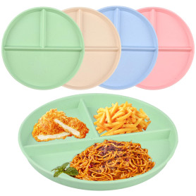 ALAHUGYEF 4 Pcs Assiette Compartiment Adulte, 22,5 cm Assiette Plate 3 Compartiments, Assiette Regime Minceur à Collation, Assie