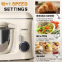 Robot Patissier 1300w Zurio 5.5L Batteurs Et Robots Portable à 10 Vitesses Avec Fonction De Fermentation Silencieuse, Avec Acces
