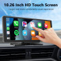 10,26 Pouces Ecran Carplay Voiture avec A-pple Carplay Android Auto sans Fil, Autoradio Bluetooth avec Caméra Avant 4K et Caméra