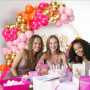 Kit Arche Ballon Rose Orange, Guirlande de Ballons Rose Orange avec Métallique Chrome Doré Latex Ballons pour Filles Enfant Fête