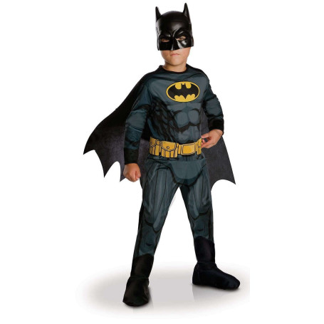 RUBIES - DC Officiel - BATMAN - Déguisement Classique pour Enfants - Costume avec Combinaison Imprimée, Ceinture, Couvre-Bottes,