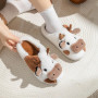 Fadezar Chausson Femme Requin/Vache Pantoufle Homme Hiver Doublure Antidérapant Fourrure Chausson Maison Mémoire Mousse Slippers
