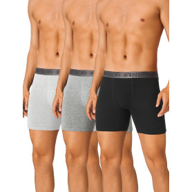 FINETOO Lot de 3 Boxer Homme Coton Long Caleçon Pas d'étiquette Qui Gratte sous-vêtement Fitted Trunk S-2XL