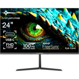 Minifire Écran 24 Pouces FHD, 100Hz, 1ms (OD), Adaptive-Sync, Ports USB-C & HDMI 1.4, Mode Anti-Lumière Bleue, sans Scintillemen