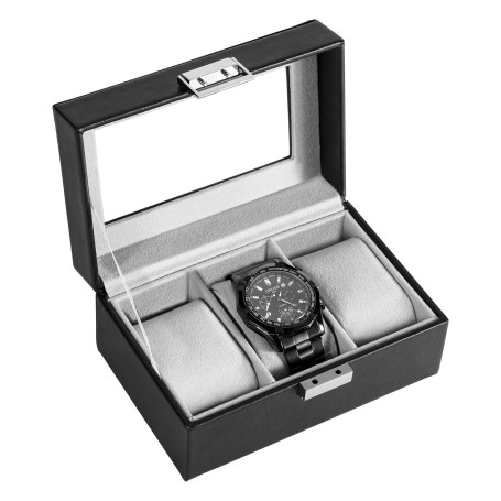 Procase Boîte à Montre Antichoc, Coffret Montre Homme avec 3 Emplacements Coussins, Rangement Montre avec Couvercle en Verre, po