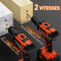Perceuse Visseuse Sans Fil 20V, Visseuse Devisseuse Sans Fil avec 2 Batteries 2.0Ah, 42Nm, 25+1 Réglages de Couple, 2 Vitesses, 