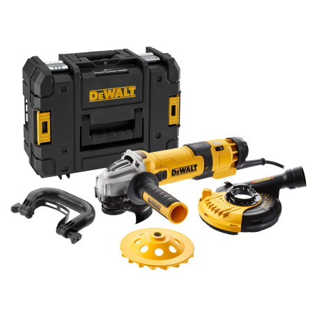 DEWALT - Meuleuse d'angle filaire 125mm à vitesse variable, 1500W avec interrupteur anti-redémarrage - Kit de surfaçage, DWE4257