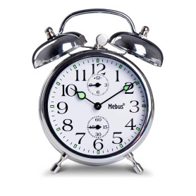 Réveil mécanique avec sonnerie classique, aiguilles illuminées : impossible de donner plus de style rétro. Couleur : argent