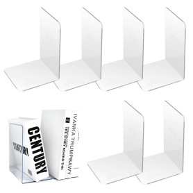 6 Pièces Acrylique Serre-Livres, Transparent Cale Livre, Réutilisable Serre-Livre, Serre Livre Transparent, Cale Livre Etagere C