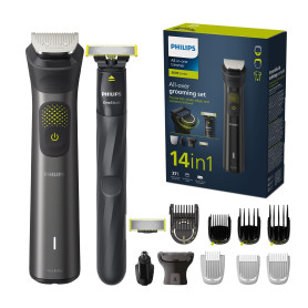 Philips Series 9000 - Tondeuse 14-en-1, OneBlade, coupe précise, contours nets, rasage pratique, trousse de toilette Premium, la