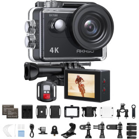 AKASO Caméra Sport 4K 30fps 20MP WiFi - Camera 4k Étanche jusqu'à 30M avec Stabilisation, Grand Angle de 170° - Télécommande 2.4