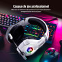 Ozeino Casque Gaming pour Ps5 PC Ps4, Casque Gamer pour Micro RGB 7 Couleurs Transducteurs 50mm Stéréo Basse Micro Anti-Bruit Ré