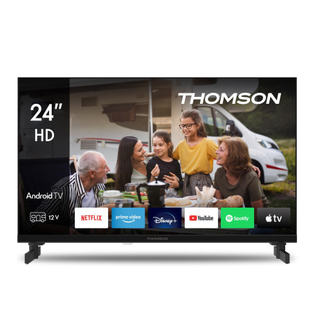 THOMSON 24 Pouces (60 cm) LED HD 12V Camping Smart Android TV, Google Assistant, Wi-FI, Dolby Digital, Bluetooth, Triple-Tuner (