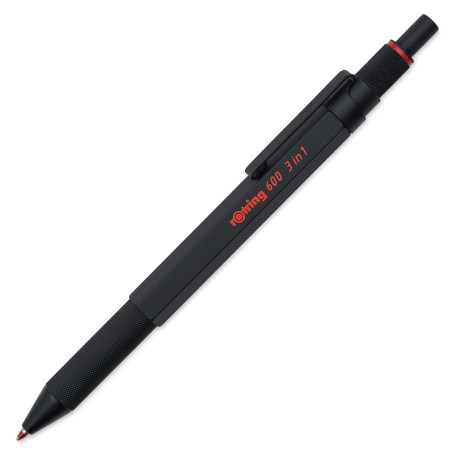 rOtring 600 Stylo multi couleurs et porte mine 3 en 1 | 2 pointes fines stylo bille (encre noire et rouge) | 1 pointe porte mine