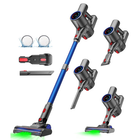 Verslife Z8 Aspirateur Balai Sans Fil, 40Kpa/45Min/500W/6 En 1 Aspirateur Balai Léger avec LED Verte, Filtration En 6 Étapes, Éc