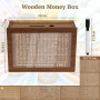 Alyvisun 5000€ Tirelire en Bois avec Marqueur et Autocollants, Tirelire Réutilisable avec Objectifs Chiffres D'épargne, Tireliur