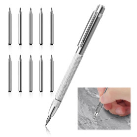 Stylos à Tracer en Carbure de Tungstène, Pointe a Tracer Livré avec 10 Pointes de Rechange, Parfait pour Tôle, Verre, Céramique,