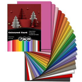 Lot de 40 feuilles de papier cartonné coloré A4, 20 couleurs feuille cartonnée 230 g/m² épais pour la fabrication de cartes, le 