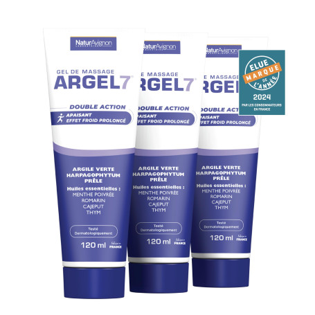 NaturAvignon Argel 7 gel de massage gênes articulaires contracture musculaire | argile verte, harpagophytum | genoux douleur dos