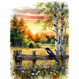 RICUVED Kit de Broderie Diamant Paysage 5D DIY -Arbre Diamond Painting pour Adultes et Débutants, Peinture Diamant Complète avec