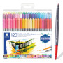 Staedtler Feutres à double pointe pour écriture et coloriage, Pointe fine de 0.5-0.8 mm et compacte extra-large de 3 mm, Étui pl