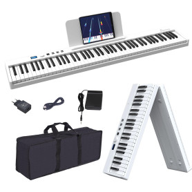 OYAYO Piano pliable avec 88 touches avec écran LCD et boutons semi-lestés - Prise en charge MIDI Bluetooth - Clavier piano numér