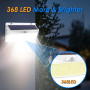 Peasur 368LED Lampe Solaire Exterieur Detecteur de Mouvement, 3 Modes Lumiere Solaire, Étanche Eclairage Solaire pour Mural Jard