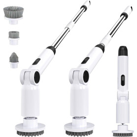 Luctry Brosse Nettoyage Electrique, Brosse Nettoyage Salle de Bain,Manche RéGlable avec Affichage pour Salle de Bain, Baignoire,