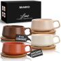 MIAMIO - 4 x 320 ml tasses à café/set de tasses et soucoupes/tasses à café en grès élégantes et modernes - Set Luxe collection 4