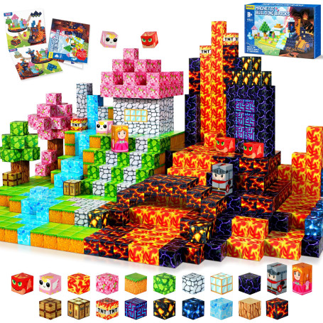 COOLJOYA Construction Magnetique Enfant Cube Magnétique, 150 Pièces Ensemble de Cubes de Construction Magnétiques, Jouet créatif
