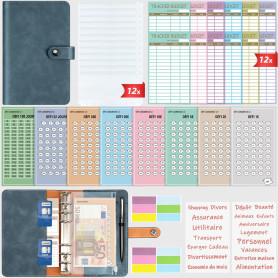 Enveloppe Budget Francais A6 Classeur Budget Planner - Carnet Budget avec 8 Défi de l'économie d'argent - Classeur Budget Franca