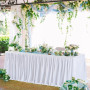 NSSONBEN Blanche Polyester Jupe de Table Blanc Polyester Jupe de Table Maille Moelleux Table de Plinthe pour la fête, Mariage fê