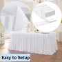 NSSONBEN Blanche Polyester Jupe de Table Blanc Polyester Jupe de Table Maille Moelleux Table de Plinthe pour la fête, Mariage fê