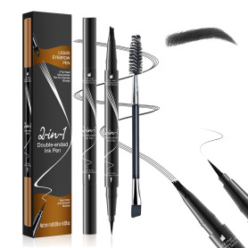 LAXISCREED Crayon Sourcil Waterproof Longue Tenue 2 en 1, Double Embout avec Crayon à Sourcil Microblading 4 Pointes et Eyeliner