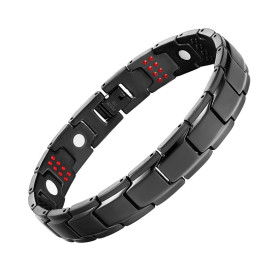 JFUME Bracelet magnétique pour homme et femme plaqué or 18 carats ou PVD noir ou or noir avec outil de suppression de lien 21,5 