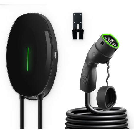 WISSENERGY Station de Recharge pour Véhicule Électrique 7,4KW Chargeur Mural, Câble de Charge Monophasé 32A 6M Type 2 avec Prise