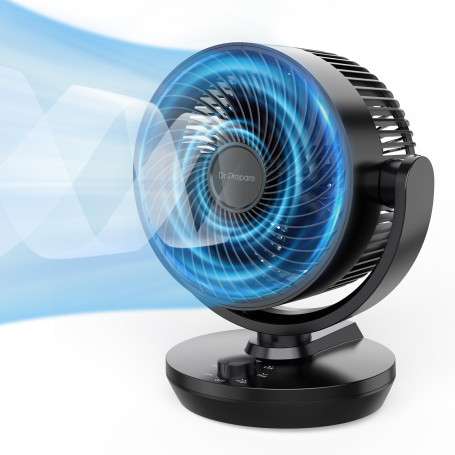 DR.PREPARE Ventilateur Silencieux de Table, 8 Inch Ventilateur Portable de Circulation D'air avec 3 Vitesses, Refroidissement Ef