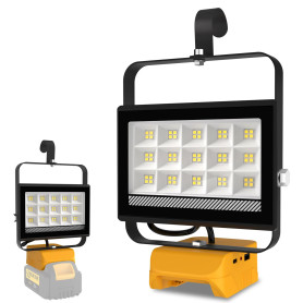T-SUN Projecteur de Chantier pour Dewalt Batterie, 60W Projecteur LED Rechargeable, 4500LM Lampes de Travail Portable Pour l'ate